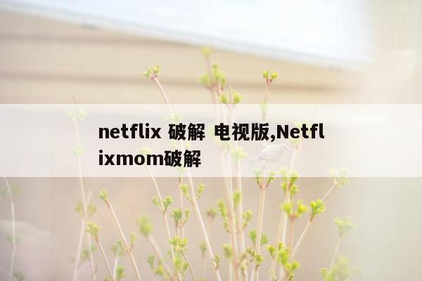 netflix 破解 电视版,Netflixmom破解