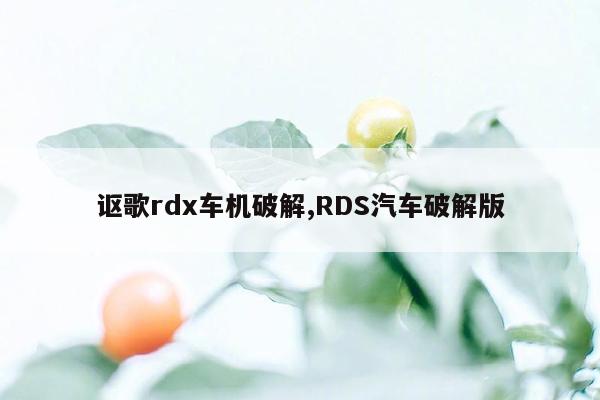 讴歌rdx车机破解,RDS汽车破解版