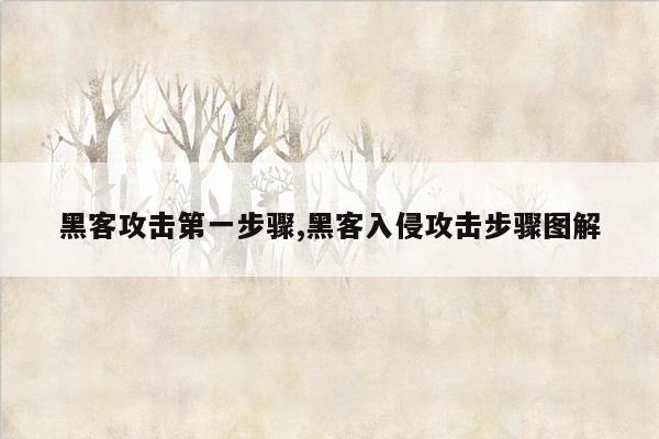 黑客攻击第一步骤,黑客入侵攻击步骤图解