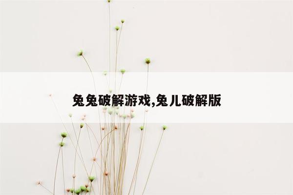 兔兔破解游戏,兔儿破解版