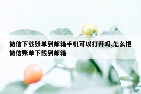 微信下载账单到邮箱手机可以打开吗,怎么把微信账单下载到邮箱