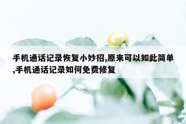 手机通话记录恢复小妙招,原来可以如此简单,手机通话记录如何免费修复