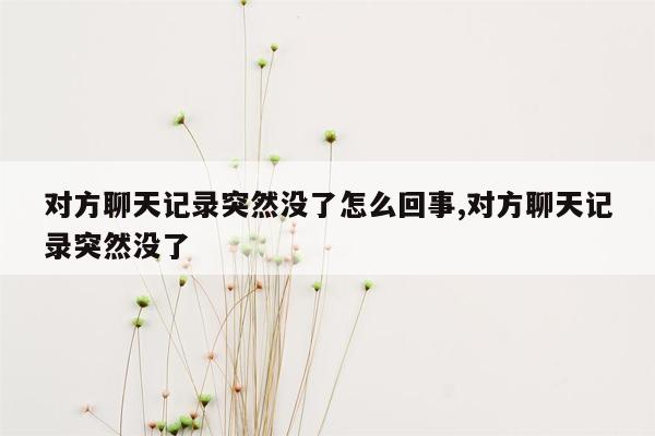 对方聊天记录突然没了怎么回事,对方聊天记录突然没了