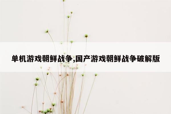 单机游戏朝鲜战争,国产游戏朝鲜战争破解版