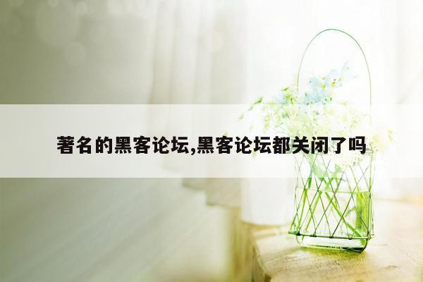 著名的黑客论坛,黑客论坛都关闭了吗