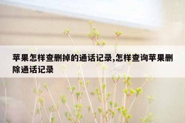 苹果怎样查删掉的通话记录,怎样查询苹果删除通话记录