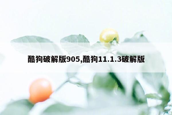 酷狗破解版905,酷狗11.1.3破解版