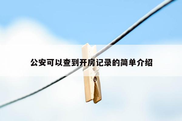 公安可以查到开房记录的简单介绍