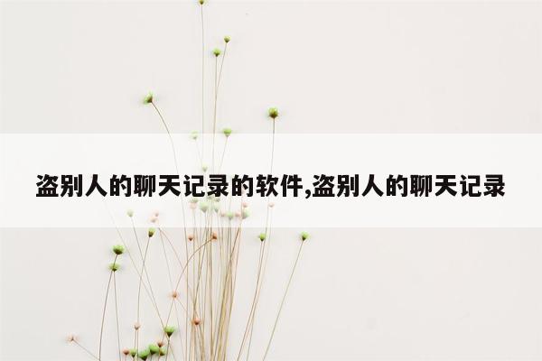 盗别人的聊天记录的软件,盗别人的聊天记录