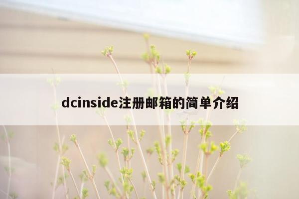 dcinside注册邮箱的简单介绍