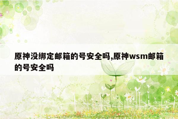 原神没绑定邮箱的号安全吗,原神wsm邮箱的号安全吗