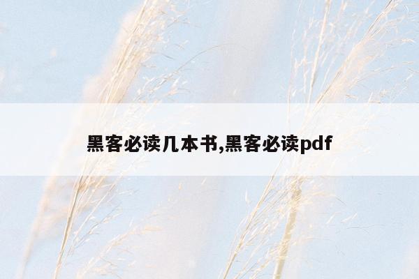 黑客必读几本书,黑客必读pdf