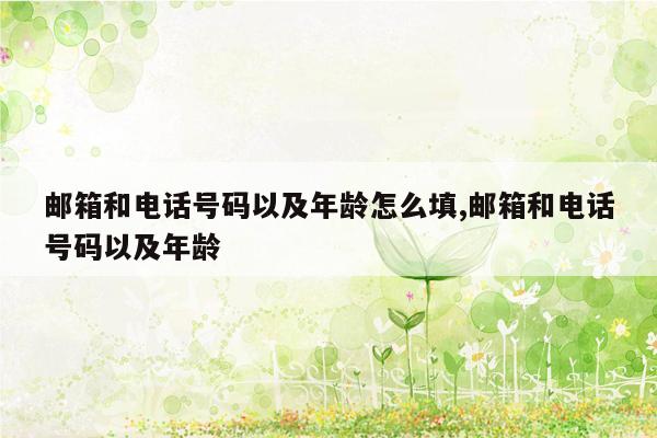 邮箱和电话号码以及年龄怎么填,邮箱和电话号码以及年龄