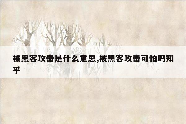 被黑客攻击是什么意思,被黑客攻击可怕吗知乎