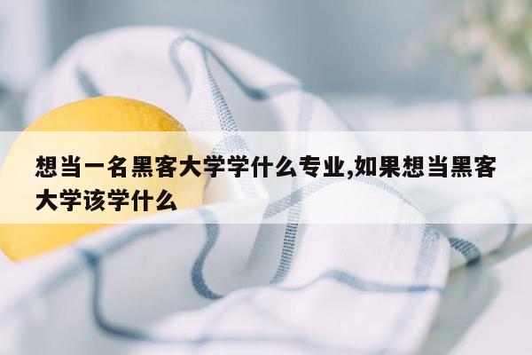 想当一名黑客大学学什么专业,如果想当黑客大学该学什么