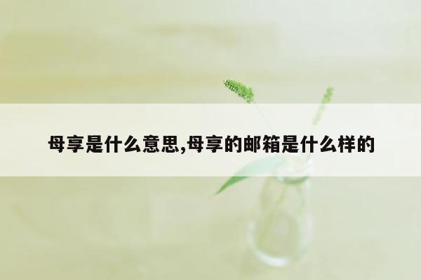 母享是什么意思,母享的邮箱是什么样的