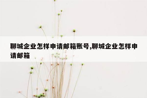 聊城企业怎样申请邮箱账号,聊城企业怎样申请邮箱