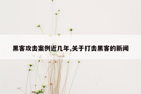 黑客攻击案例近几年,关于打击黑客的新闻