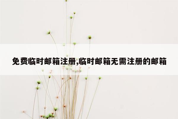 免费临时邮箱注册,临时邮箱无需注册的邮箱