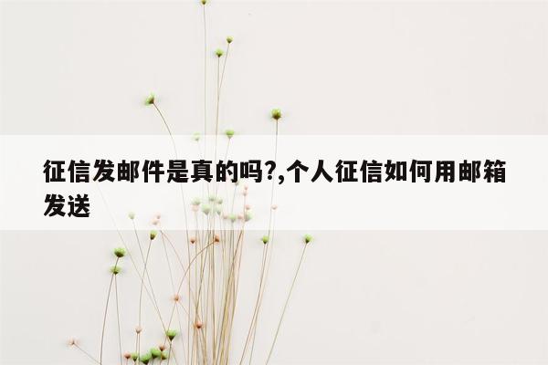 征信发邮件是真的吗?,个人征信如何用邮箱发送