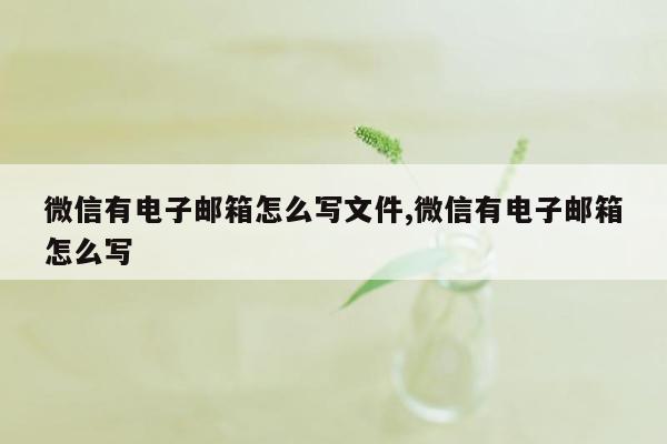 微信有电子邮箱怎么写文件,微信有电子邮箱怎么写