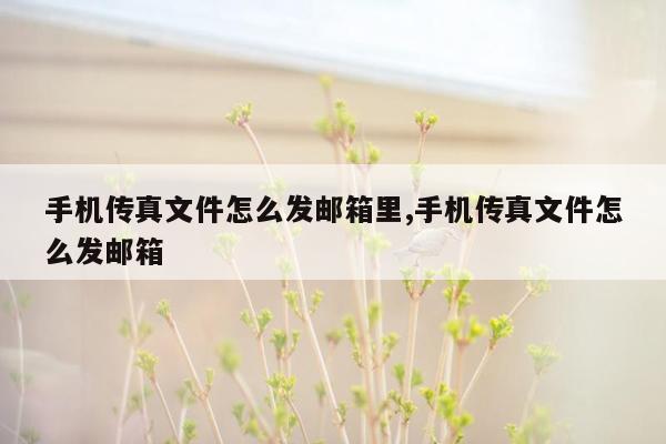 手机传真文件怎么发邮箱里,手机传真文件怎么发邮箱