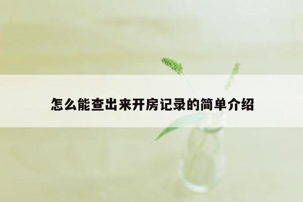 怎么能查出来开房记录的简单介绍